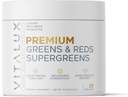 VITALUX ##1 压定的Premium Greens & Reds 超级食品 粉末 + Imune 函数,加成抗氧化剂,加载w/消化酶 → 17 强力成份 → 3 测试, Vegan + USA 制造 - 28天