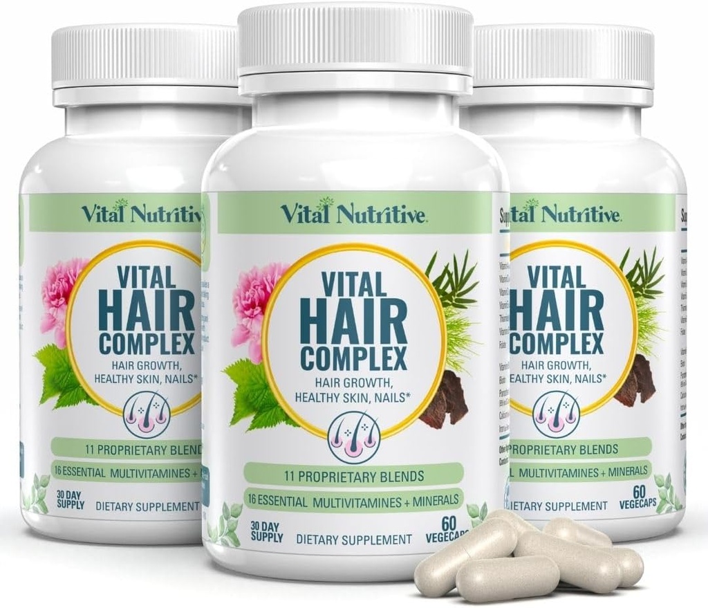 重要发型复合体 - 男女发型生长维生素 - Biotin & Vitamin B - 健康发型与直肠发型生长补充剂 - Hormone & Gluten Free - 女性发型维生素