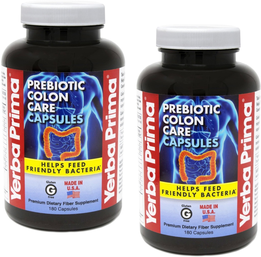 Yerba Prima Prebiotic Colon Care Capsules,非GMO,Keto Friendly,180 Caps,(2包)