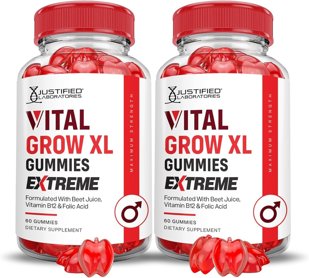 合理实验室(2 Pack Virtual Grow XL Extreme 2000MG 性能 Gummys 高级公式,与ACV Pomegranate Beet Juice Powder B12 Vegan Non GMO 120 Gummys 设计