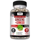Kaya Naturals Red Panax Ginseng + Ginkgo Biloba - 诺诺氏大脑补充剂 - 认知和浓度支持 - 脑促进剂,焦点和记忆补充剂 - 60个卡普尔