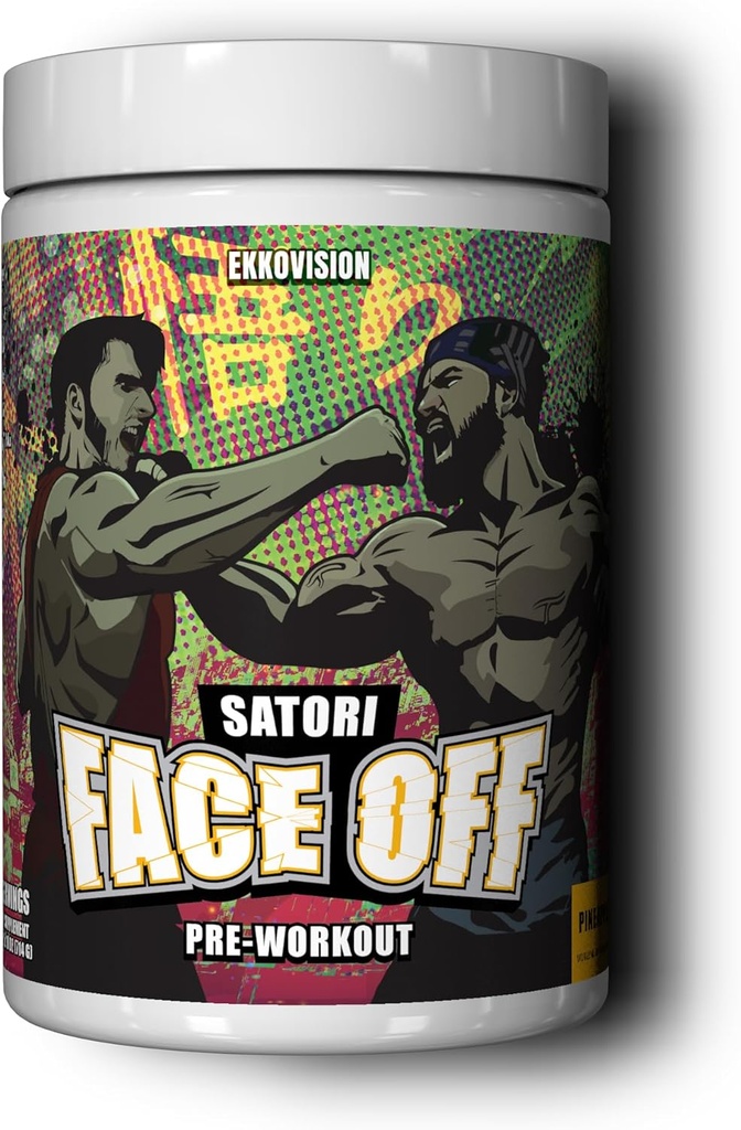 Ekkovision Pre Workingout Satori Face off with Tingle, Pineapple Flavor, 男子预勤, 预勤粉, 能量, 焦点, 性能支持 Gym, 举重, 运行, 训练, 40 服务