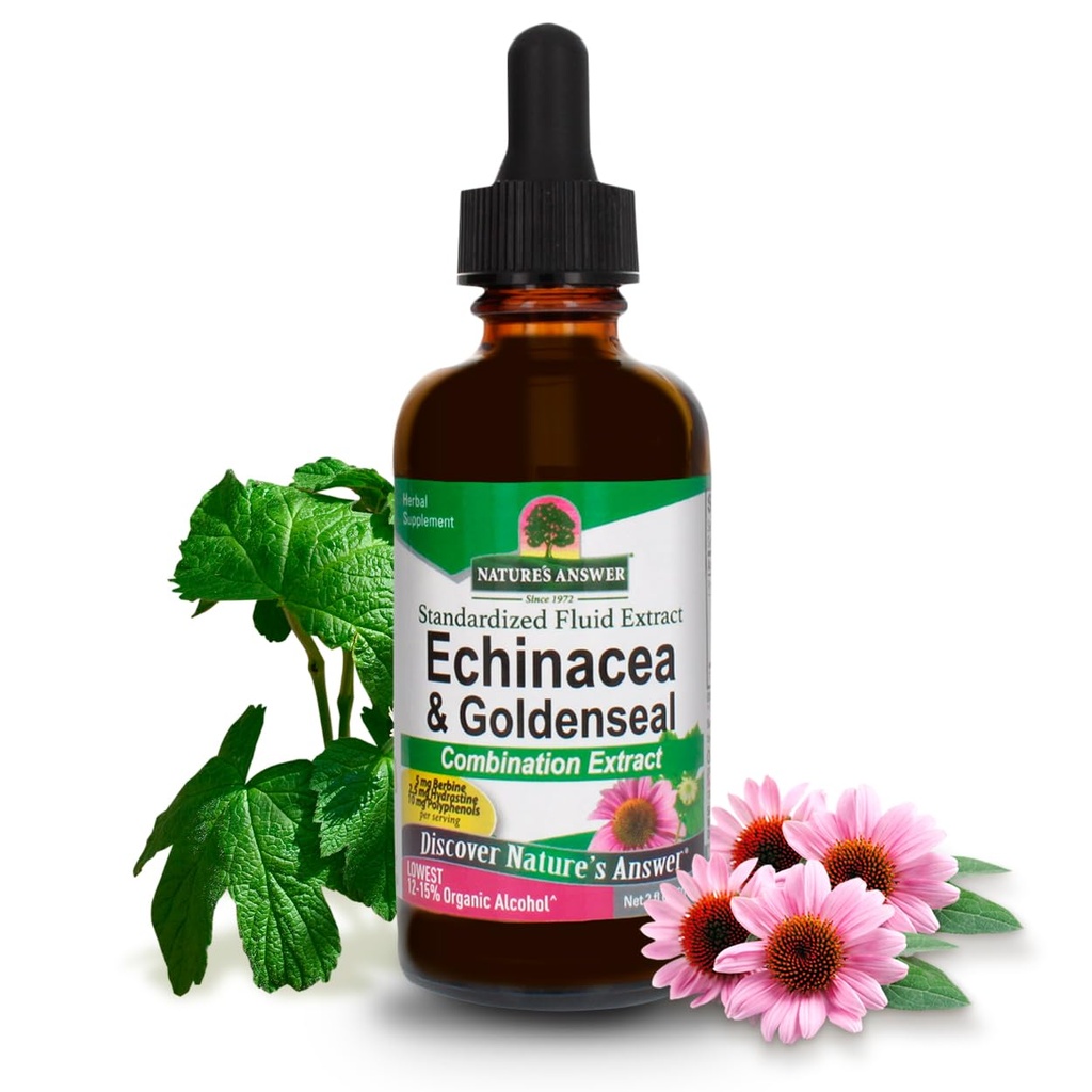 大自然用有机酒精来回答 Echinacea & Goldenseal, 2-Fluid Ounces
