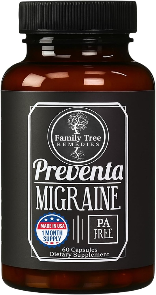 Migraine救济补编 — PA- Free Butterbur, Magnesium, Riboflavin, Feverfew — Daily Headche Prevention — 60 Capsules