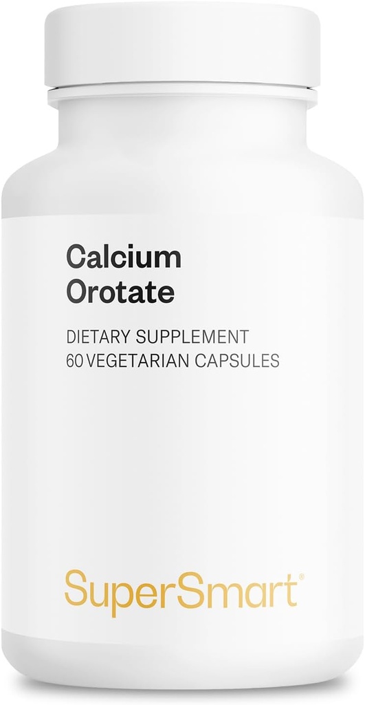 SuperSmart - 含Orotate镁的 Orotate钙 9:1 (高度生物可用性) - 高级牙齿和骨骼强度补充 QQ Non-GMO & Gluten Free - 60 Vegetarian Capsules