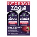 ZzzQuil 液体 Max 强度 痛苦 救生剂 夜间睡眠援助 液体 乙酰氨基苯 1000mg,二苯胺 50mg HCI, 无海比特成型, 黑樱桃 Flavored, 2 Pack, 24 FL OZ