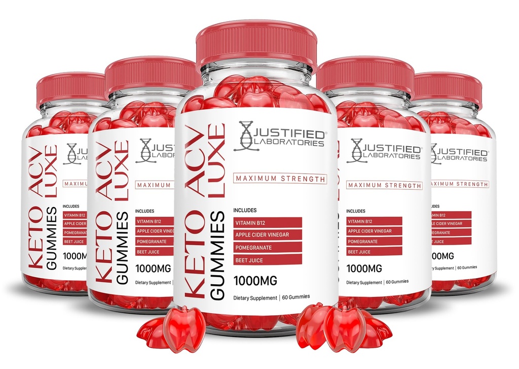 (5 Pack) Luxe Keto ACV Gummies Advanced Formula 1000MG Luxe Keto Gummies Apple Cider Vinegar Formulated with Pomegranate Beet Juice Powder B12 Vegan Non GMO 300 Gummys