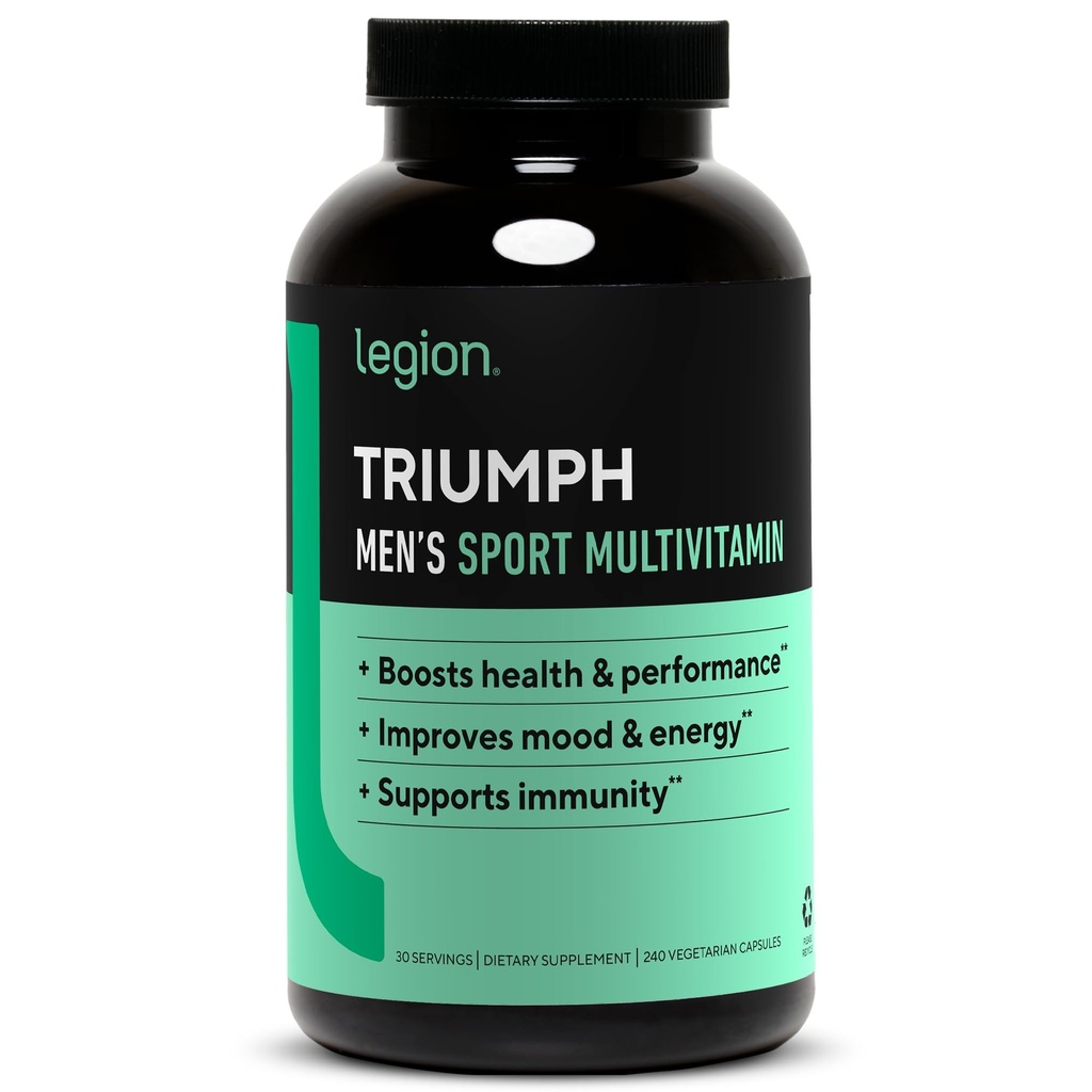 LEGION Triumph Men's Sport Vitamin - Complete Multivitamin for Men - Daily Vitamins for Men to Boost Health and Performance - Men's Multivitamin with 21 Vitamins & Minerals - 30 Servings