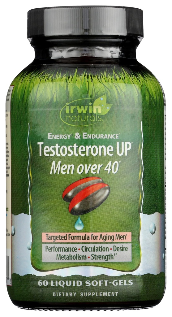 Irwin Naturals Energy ' &' Endurance Testosterone Up Men 超过 40 60 Sgels 的耐力能量和耐力