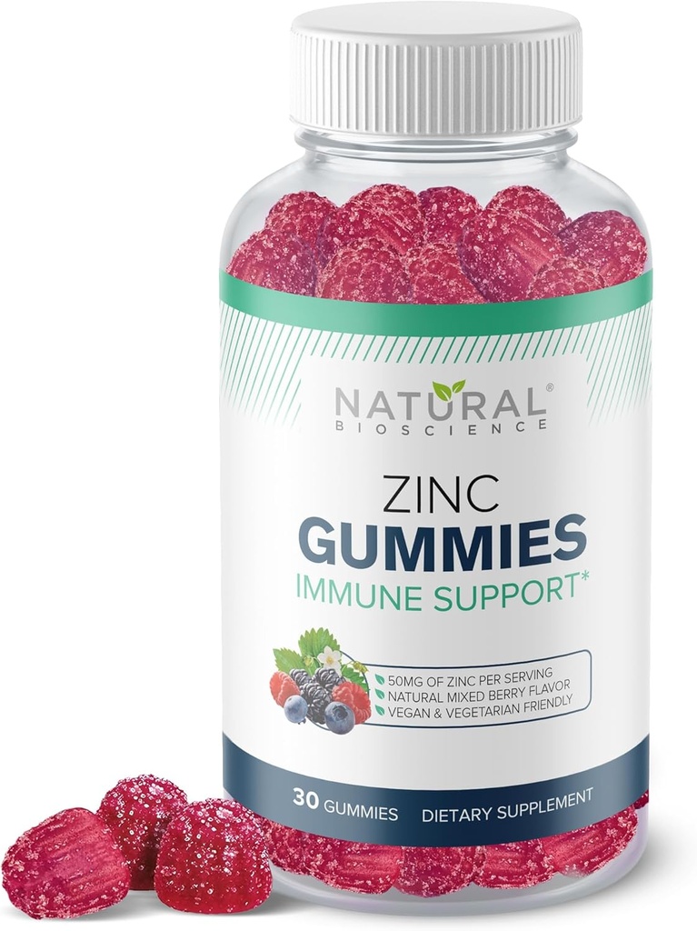 锌类固醇50mg -- -- 免疫支持、皮肤健康、抗氧化剂、成年人每日锌补充剂、高概率免疫防御Gummy、可嚼锌酸盐豁免Gummys、Vegan、N-GMO、Gluten-Fre