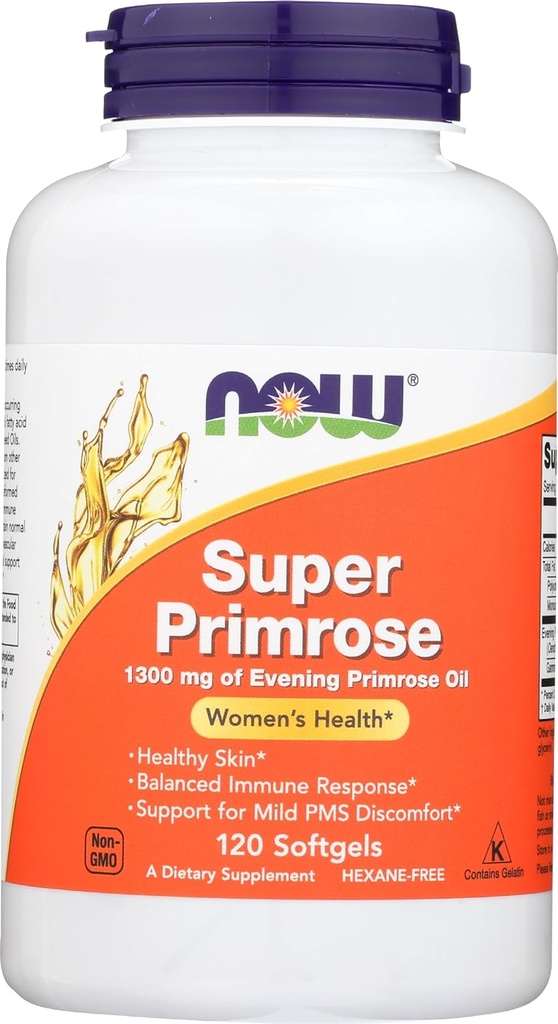 现在FOODS Super Primrose 1300 mg Sg, 120 CT