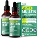 5-in-1 Mullein Drops for Lungs and Bronchial - 肺部呼吸性肺健康支助,Mullen Leaf Excert for Lungs - Mullein Tincture with Elderberry, Echinacea and Ginger Root (60 services)(2包)