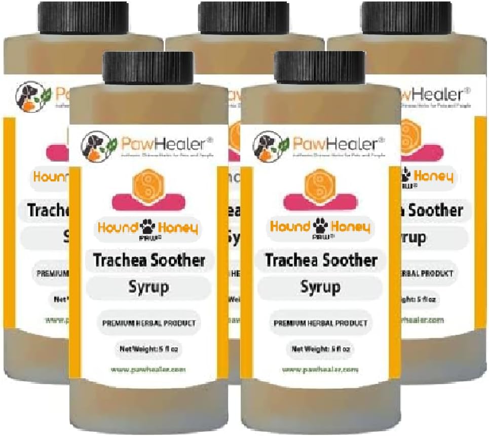 Trachea Soother Syrup 5 PAK HOUN HOND Honey - 折叠的Trachea症状的天然草药补救措施 - 味道好 - 易于管理(5 fl oz/ea)