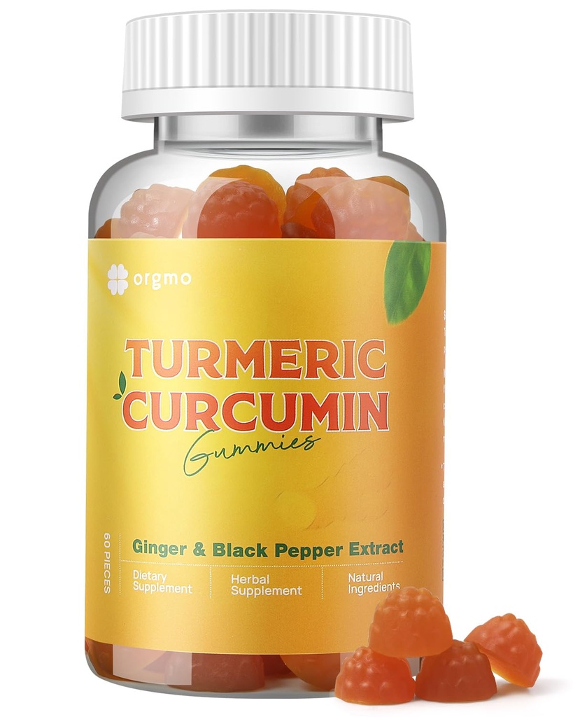 Turmeric Gummys 带有黑色辣椒的炎症,Turmeric 和 Ginger 补充免疫联合支持, Sugar Free Curcumin Ganger Gummys 成人 Vegan Non-GMO