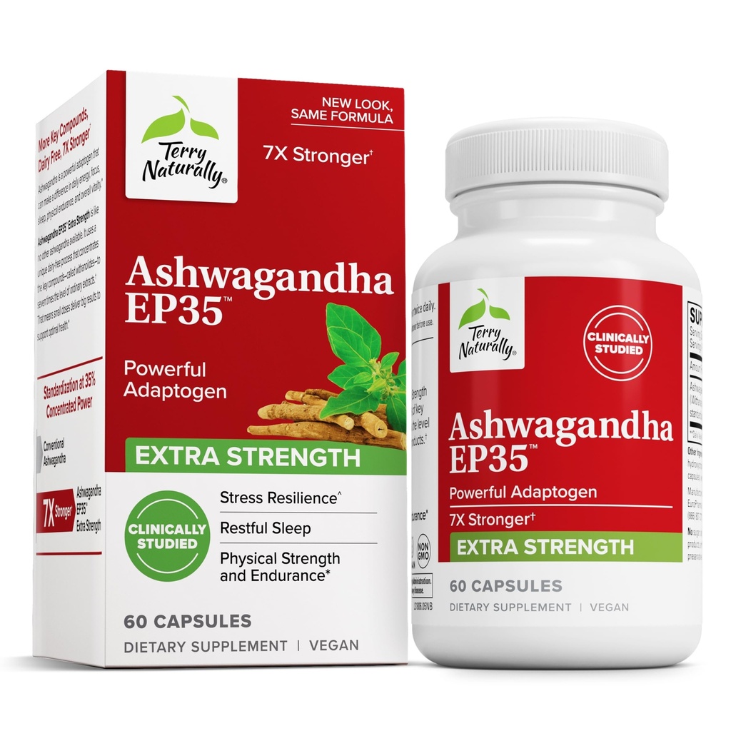 Terry自然 Ashwagandha EP35 额外力量 -- -- 支持睡眠的草药补充剂 -- -- 援助健康应激反应 -- -- 耐力和能源支助 -- -- 60 Capsules(60名服务员)