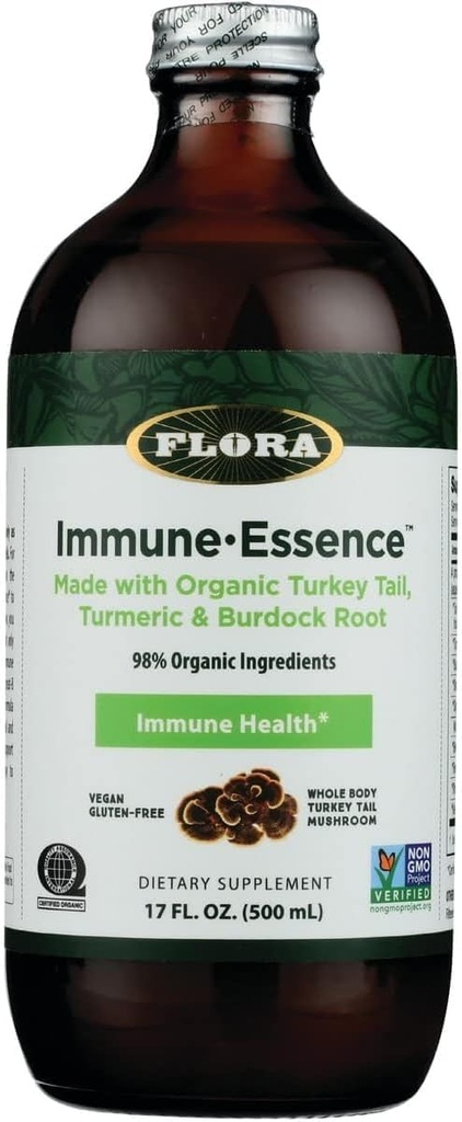 Flora Health Flor-Essence with Turkey Tail & Turmeric, 富于聚沙查里得,35+ Phenolic 化合物有抗氧化剂和豁免支持,17-fl. oz. 玻璃瓶