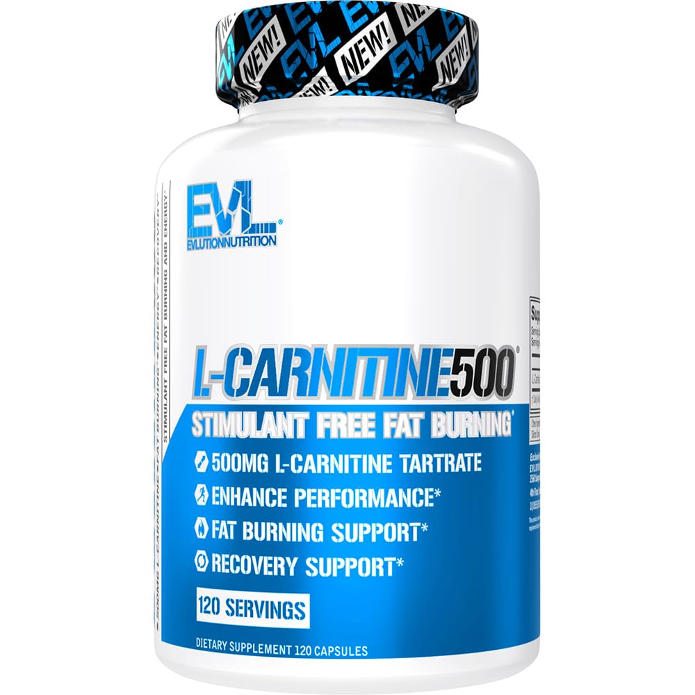 EVL L-Carnitine 体重损失支持补充剂 - L Carnitine Tarrate for Cellular Energy Focus Focus 耐力和脂肪燃烧支持 - Stulant Free Amino Acid for Fat Metabolism (120 services)