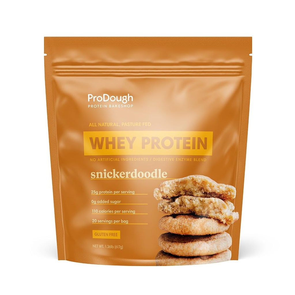 ProDough Gourmet Whey 隔离氢化蛋白粉用于摇摆混合-轻松文摘 Enzyme Blend, 25g Protein / service, Natural Infedients, Gluten Free, Keto Friendly (Snickerdoodle)
