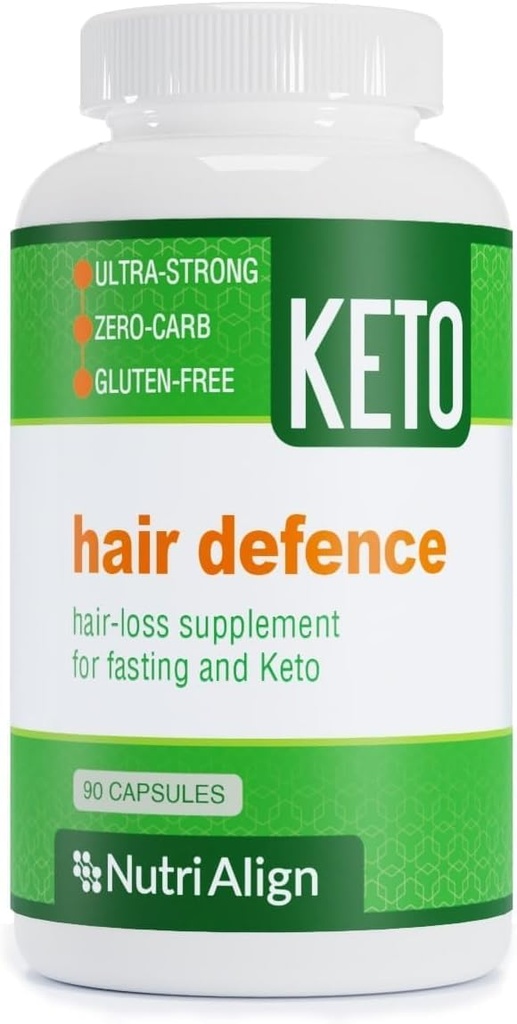 Keto 和 Fasting 的营养-对称毛发防护生物素复合体 90 Capsules 高强度毛发生长生物素 - 每Capsule 维生素A、叶酸和钙2500mcg Biotin
