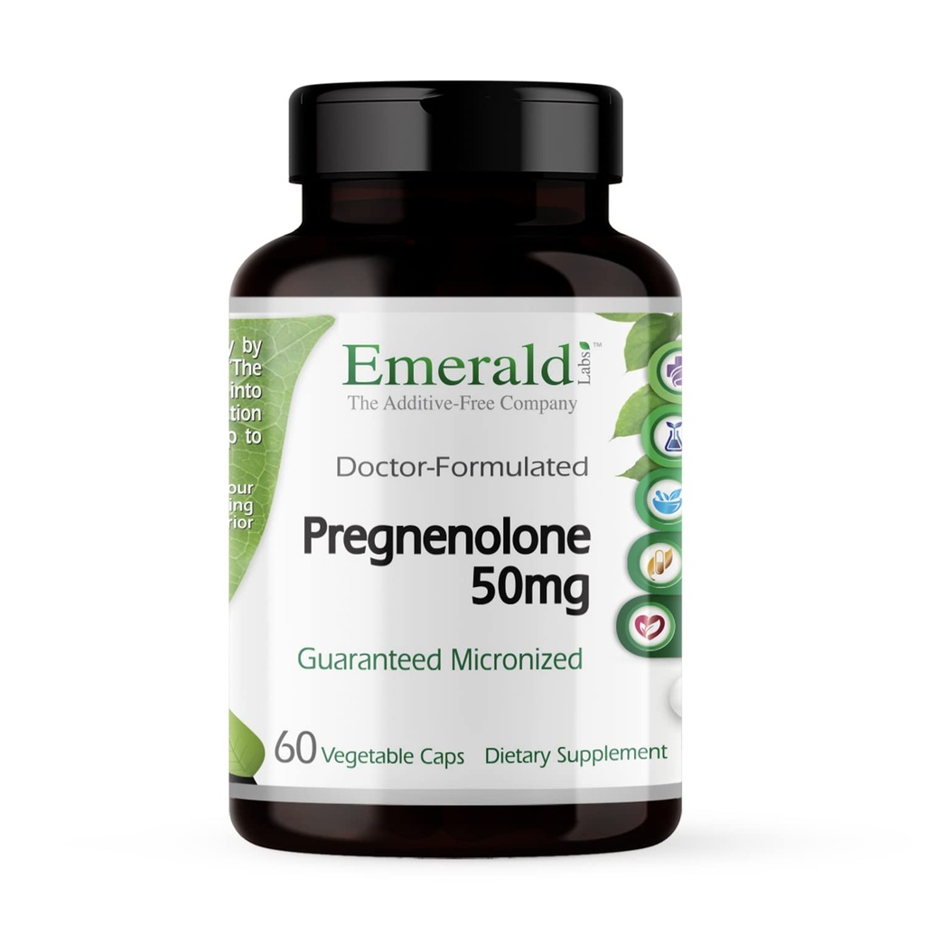 EMERALD LABS Pregnenolone 50mg - Premium Wellness Supplement to Help Brain Health, Immune Support & Hormonal Balance - Gluten-Free - 60 Vegetable Capsules (30-Day Supply)