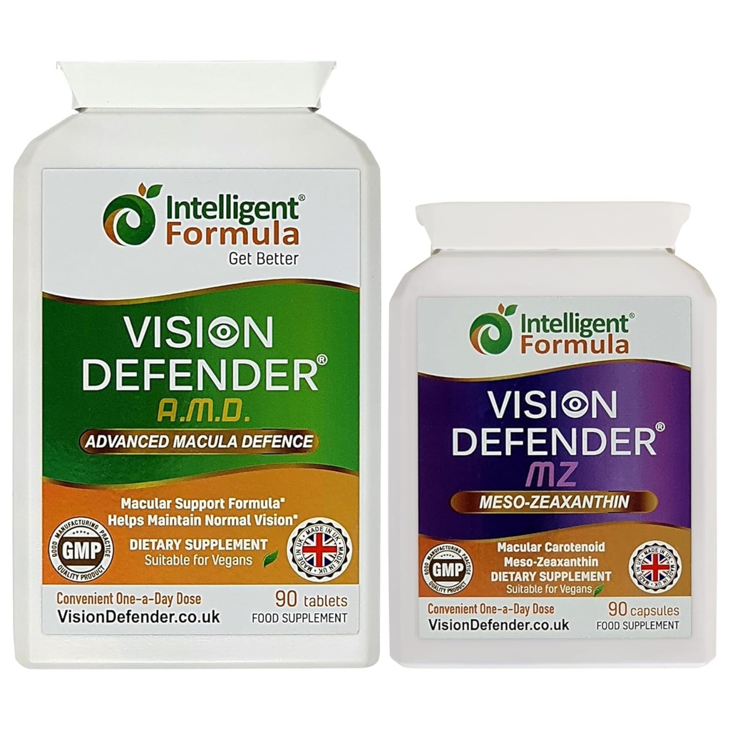 视觉卫士 AMD和视觉卫士 MZ Macula Health Bundle - AREDS2 由最佳高强度中超-Zeaxanthin Vegan健康补充剂(90天供应)推动