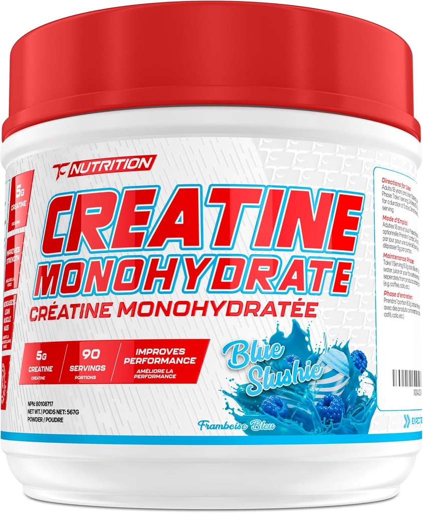 TC 营养 Creatine Monohydrate Powder 5g - 纯Creatine Power 增强力量,肌肉生长,增强耐力和性能(90种服务 - 蓝糖,90种服务 - 蓝糖)