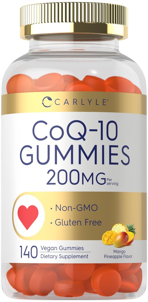 Carlyle CoQ10 200 mg Gummys | 140 Counter | Mango Pineapple Flavor | Vegan, Non-GMO, Gluten Free Supplement (英语).