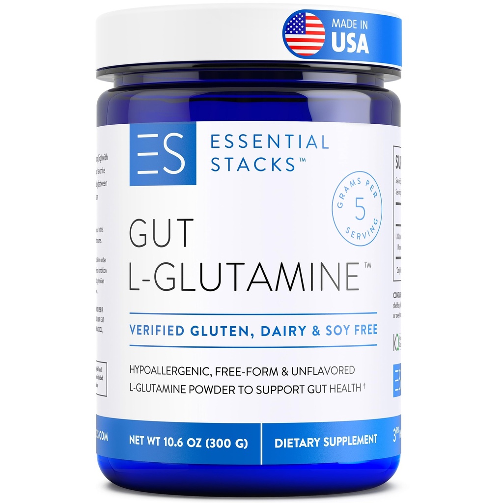 Gut L-Glutamine 粉末 - 在美国独家制造的 - 纯 L Glutamine 粉末用于Gut 健康(60种服务,未尝使用)
