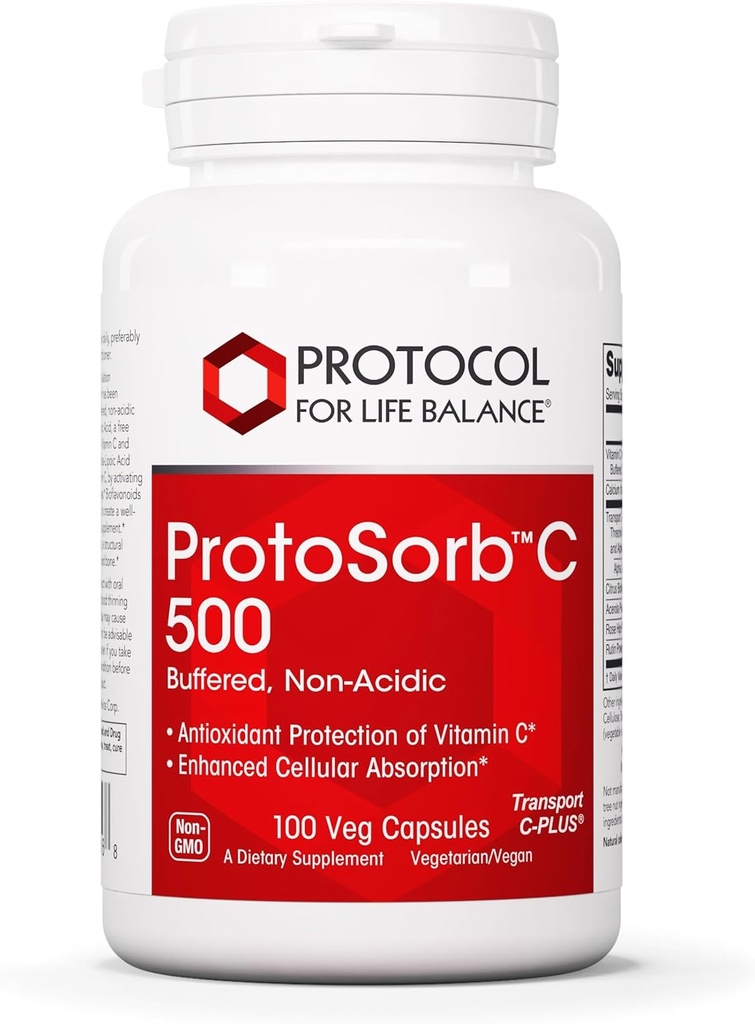 原生蛋白C 500 - 高吸附性维生素C - 免疫系统和骨质健康补充* - 配有α-液酸 - 增肥,非氨基维生素C - 100 Veg Caps