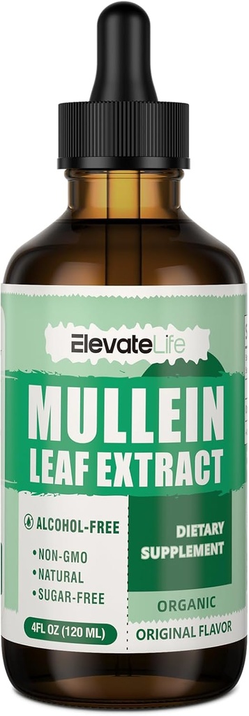 Mullein Drops for Lungs - Lung Cleanse & Detox - Vegan Mullein Leaf 提取液纹、支持呼吸、免疫、消化系统、天然草药补充剂,Non-GMO,4 FL OZ