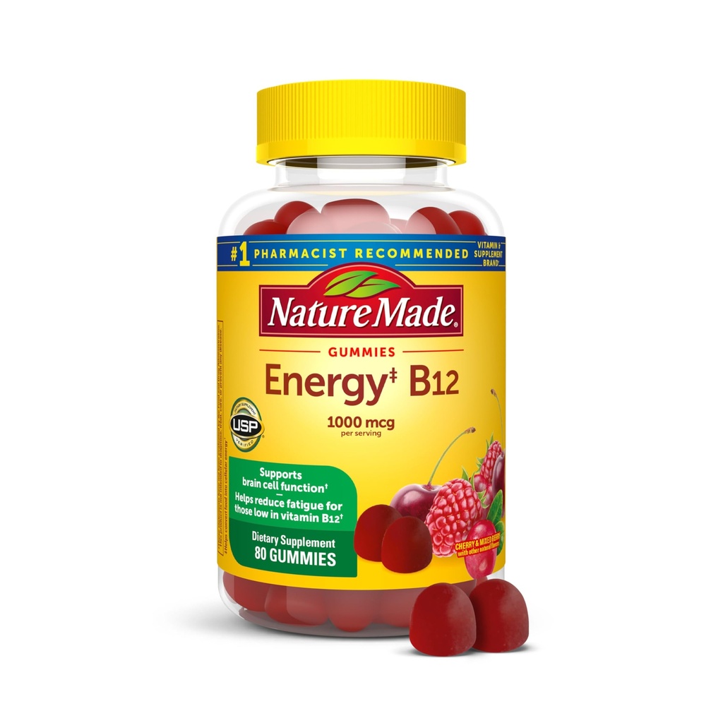 Nature Made Energy B12 1000 mcg,能源代谢支持的饮食补充,80古米,40天供应 包装可能有所不同