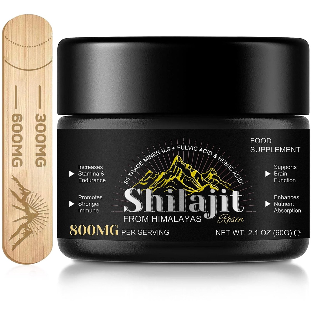 Shilajit纯喜马拉雅Resin,Pure Shilajit, 含有85+痕量矿物和富尔维酸,用于能源和男女免疫 2.1 OZ(供应4个月)