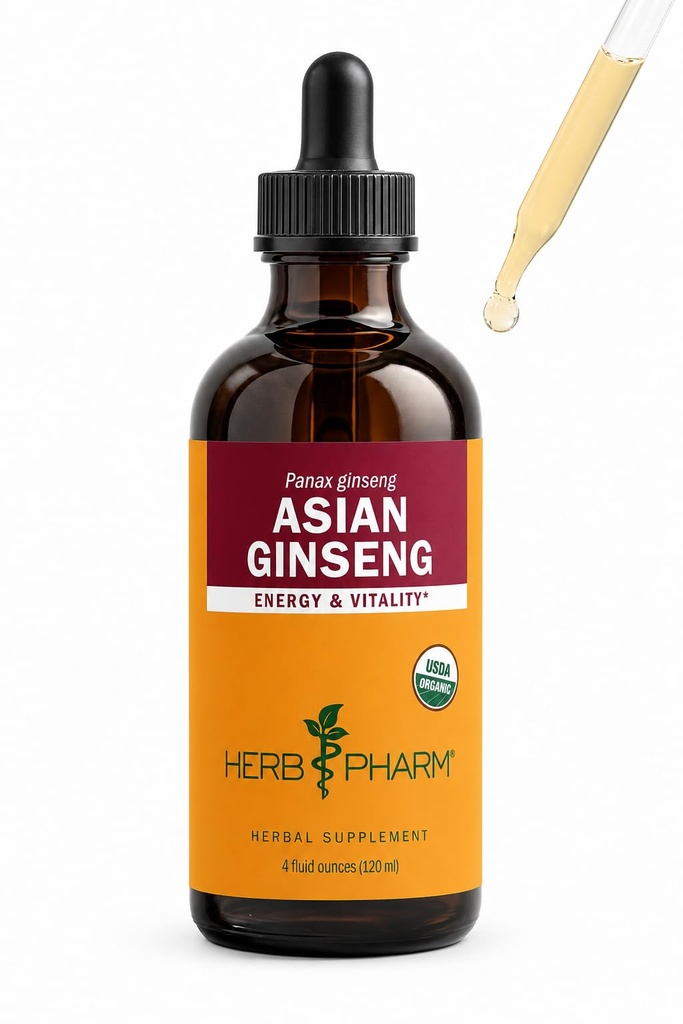 Herb Pharm Asian (Panax) Ginseng 能源与Stamina支助液体提取器 - 4 Ounce