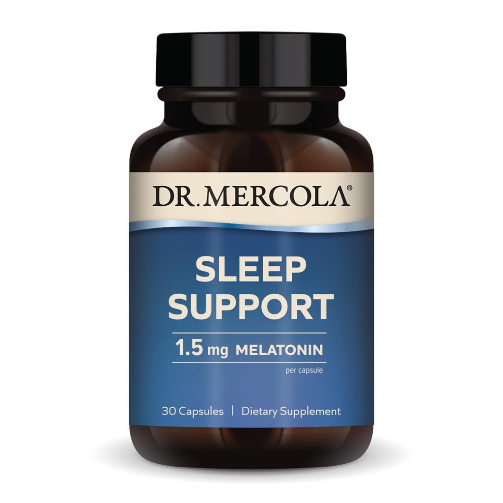 Dr. Mercola Sleep Support with Melatonin - Supports Restful Sleep & Relaxation - Melatonin with L-Theanine, 5-HTP, GABA - 30 Capsules - 1.5 mg