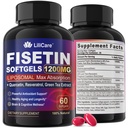 Fisetin 补充剂 - Liposomal 超级吸收剂 98% 纯 1200mg 与 Quercetin, Resveratrol, 绿色茶叶提取剂 健康老化和长寿,皮肤健康,脑和抗氧化剂 - 60 软胶