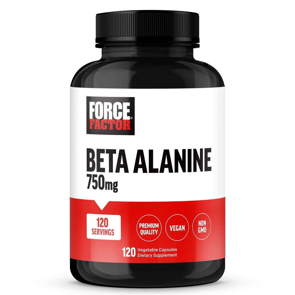 强制因子 Beta Alanine Capsules, Beta-Alanine 耐力增殖剂,用于促进性能和减肥、临床剂量、精度、Vegan、非GMO、120 Capsules