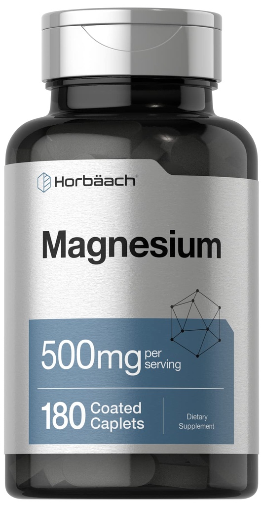 Horbäach Magnesium 500mg + 180 Caplets → 蔬菜、非GMO 和 Gluten 免费补充品