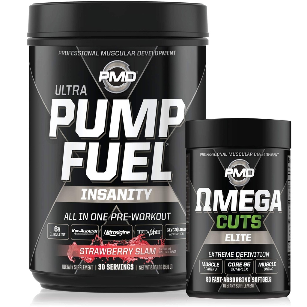 PMD 体育 Ultra Pump 燃料不稳定 - 工作前 - 草莓 Slam(30种服务) 体育 Omega Cuts Elite Thermogenic Fat Burner(90种软胶)
