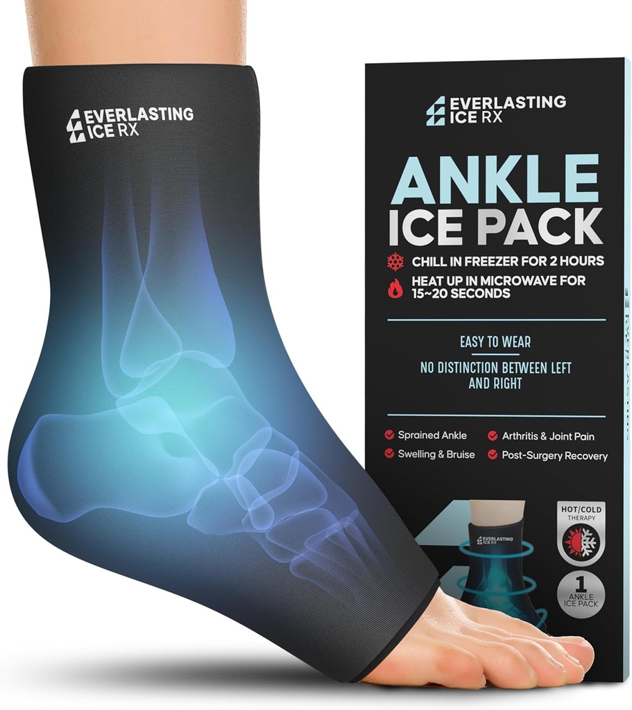 Ankle冰块包装用于居住,可重复使用的脚冰包包装 - 治疗疼痛的冷压疗法, Plantar Fasciitis, Splained Ankles, Achilles Tendonitis Relief