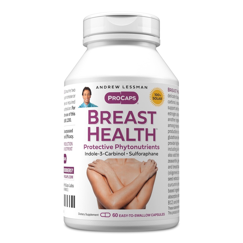 AndreW Lessman 乳房保健 60 Capsules - 为乳房的精致组织提供自然支持的保护性化合物,配有Indole-3-Carbinol、Sulforapane、Green Tea Excert,以及更多