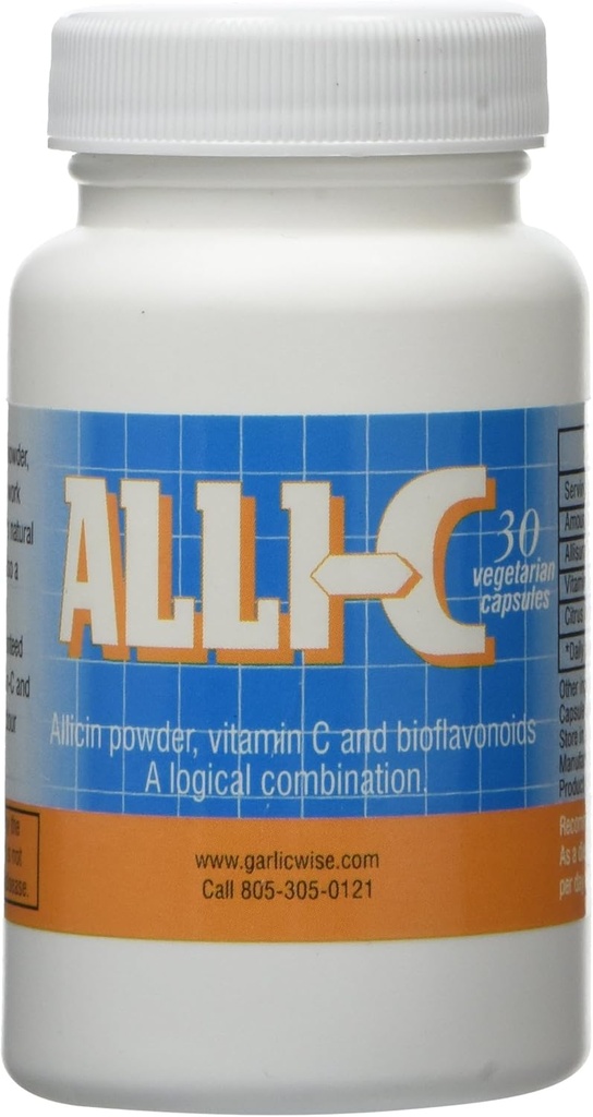 AllI-C Allicin配有维生素C和Bioflavonoids——30个植物人卡普勒斯捕捉大蒜的力量