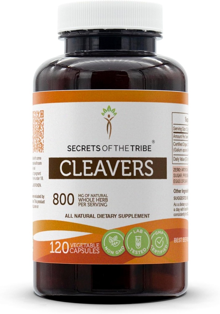 秘诀: 部落克蕾弗斯120 Capsules, 800 mg, Cleavers (加利姆阿帕林) 干草(120 Capsules)