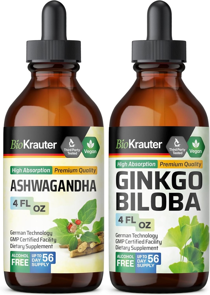 BIO KRAUTER Ashwagandha Tincture 4 Fl. Oz. & Ginkgo Biloba Tincture 4 Fl. Oz. (原始内容存档于2017-09-29).