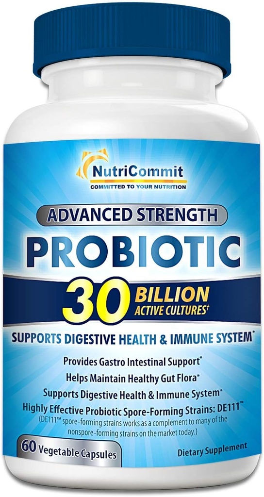 30亿种Probiotics Supplemental Supplemental Supplemented Strains of Bacillus subtilis & Bacillus coagulans 生物前支持 最佳Immune和消化健康(每日1份)