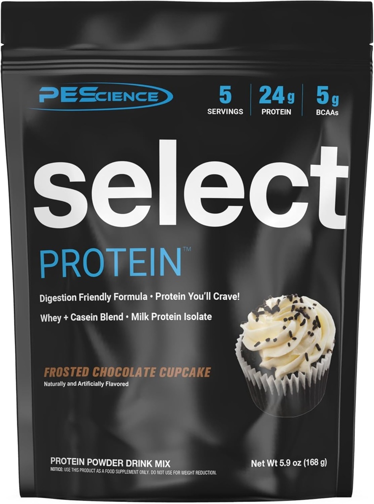 PE科学选择蛋白粉, Whey 和 Casein 混合剂, 男女清洁蛋白粉, 低卡路里, 低卡路里, Keto Friendly, Gluten Free - 冰冻巧克力杯蛋糕 - 5 services