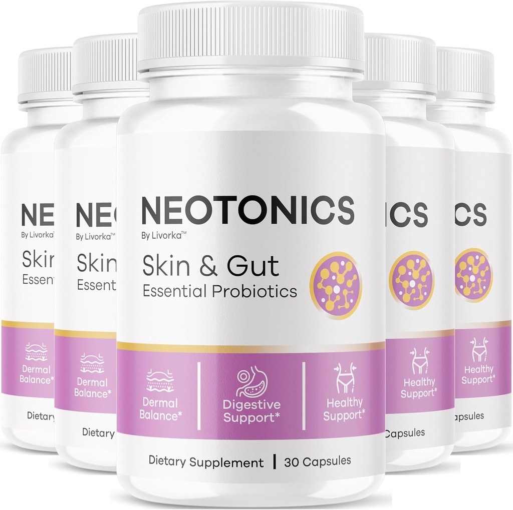 (5 Pack) Neotonics Capsules - 官方Neotonics Skin & Gut 基本抗生素,高级公式 Neotonics Skin and Gut Organics, All Natural Suppose Neotonics Review,150 Capsules for 5个月