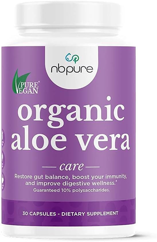 nbpure 有机Aloe Vera, 恢复脂肪平衡、豁免支持和消化性健康 30, Vegan Capsules