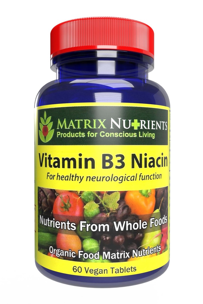 维生素B3 NIACIN - 消化、心脏和免疫支持! - 100%有机 - 也改善脑功能、能量和减轻压力 - Vegan平板(60厘米)