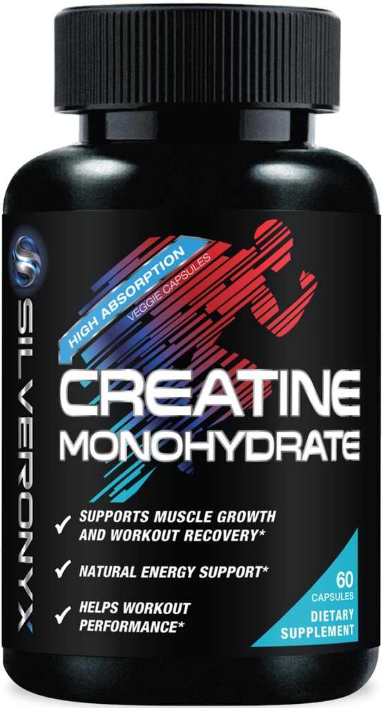 Creatine 单水合物 Capsules 3000mg - 微量化 Creatine 营养补充物 - 精液生长,劳动性能,能量和耐力支持 - 750mg每高吸收 Capsule - 60 counter