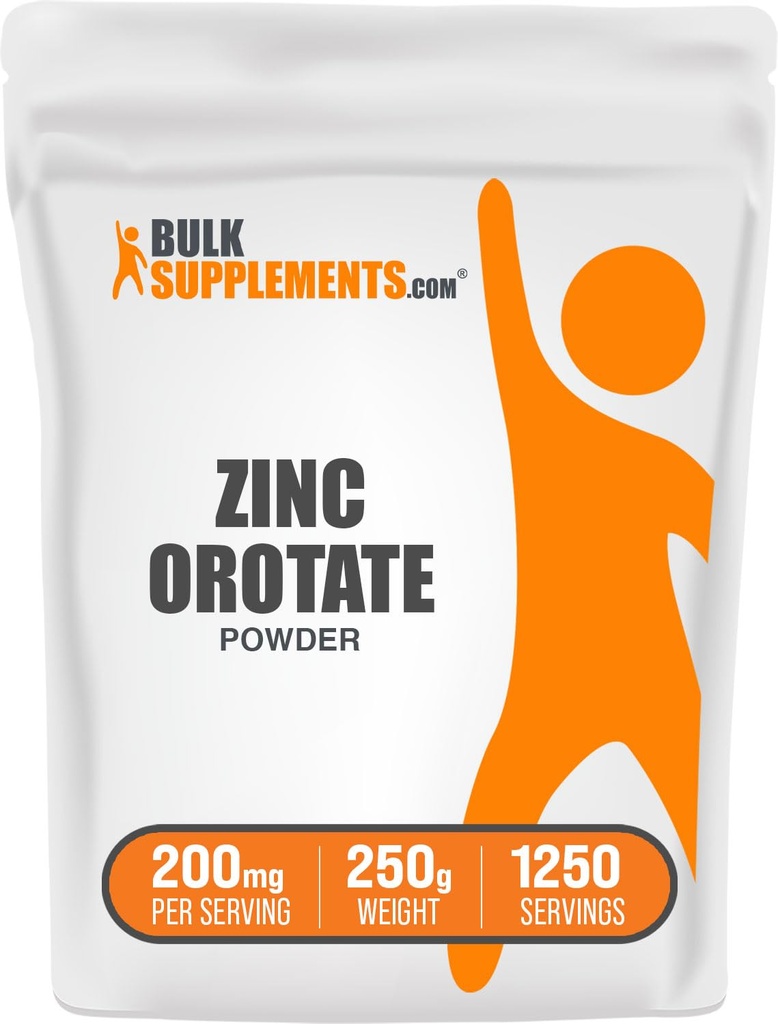 Bulk Assupports.com 锌矿石粉 - 锌矿补充品,用于免疫支持 - Gluten Free, 每人200mg, 250g (8.8 oz) (Pack of 1).